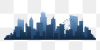 Blue silhouette cityscape png, transparent background
