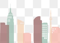 Pastel silhouette cityscape png, transparent background