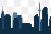 Blue silhouette skyline png, transparent background