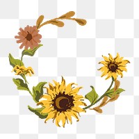 Sunflower png frame, transparent background