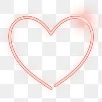 Png red neon love element, transparent background