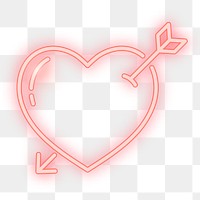 Png red neon love element, transparent background