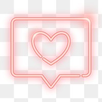 Png red neon love element, transparent background