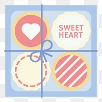 Png cute valentine cookies sticker, transparent background
