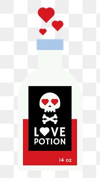 Png valentine love potion sticker, transparent background