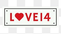 Png valentine's day license plate sticker, transparent background