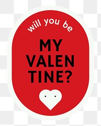 Png valentine's day message sticker, transparent background