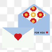 Png valentine's day envelop sticker, transparent background