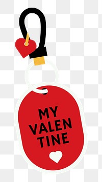 Png valentine's day keyring sticker, transparent background