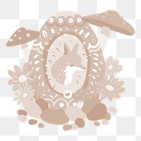 Png brown fox easter illustration, transparent background