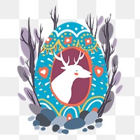 Png deer easter design sticker, transparent background