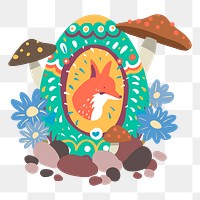 Png fox easter design sticker, transparent background