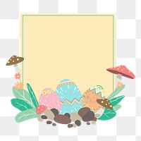 Png easter design square frame, transparent background