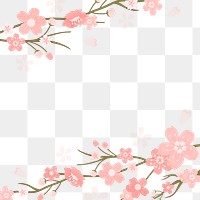 Pink flower png border, transparent background