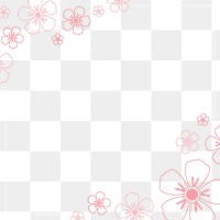 Png pink sakura flower design frame, transparent background