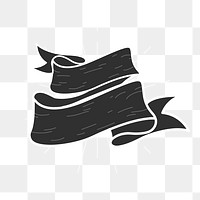 Png black banner element, transparent background