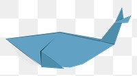 Png blue whale origami sticker, transparent background