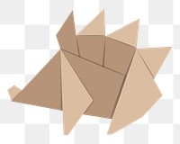 Png beige porcupine origami sticker, transparent background