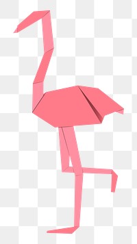 Png pink flamingo origami sticker, transparent background