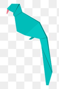 Png turquoise parrot origami sticker, transparent background