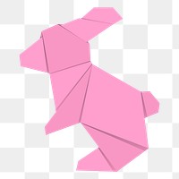 Png pink rabbit origami sticker, transparent background