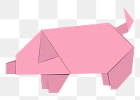 Png pink pig origami sticker, transparent background