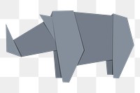 Png gray rhino origami sticker, transparent background