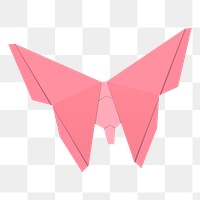 Png pink butterfly origami sticker, transparent background