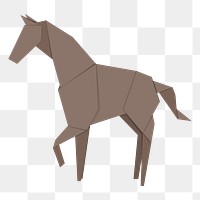 Png brown horse origami sticker, transparent background