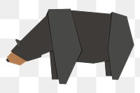 Png black bear origami sticker, transparent background