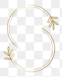 Gold botanical badge png element, transparent background