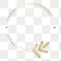 Gold botanical badge png element, transparent background