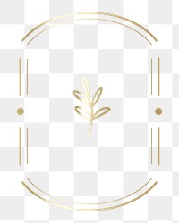 Gold botanical badge png element, transparent background