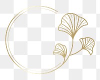 Gold botanical badge png element, transparent background