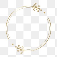 Gold botanical badge png element, transparent background