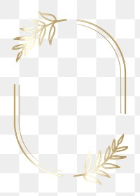 Gold botanical badge png element, transparent background