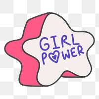 Png girl power star doodle sticker, transparent background