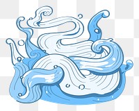 Png blue wave hand drawn illustration, transparent background