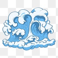 Png big wave hand drawn illustration, transparent background