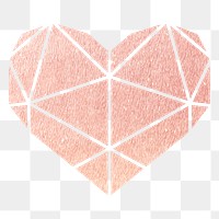 Png pink geometric heart sticker, transparent background