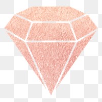 Png pink textured diamond sticker, transparent background