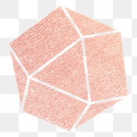 Png pink textured polygon sticker, transparent background