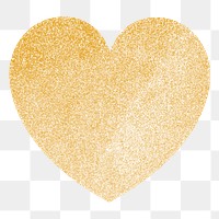 Png gold shiny heart sticker, transparent background