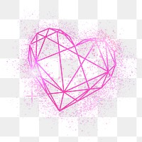 Png pink geometric heart element, transparent background