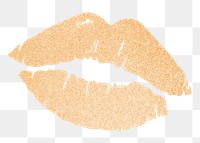 Png gold glittery lipstick sticker, transparent background