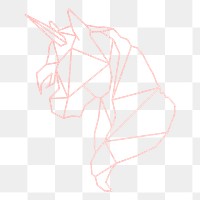 Png pink outline unicorn design element, transparent background