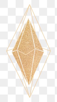 Png gold shiny crystal design element, transparent background