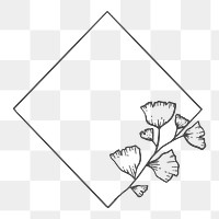 Png Rhombus botanical frame element, transparent background