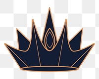 Png black crown element, transparent background