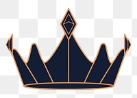 Png black crown element, transparent background